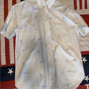 Billy Reid Printed Short Sleeve Button-Down Shirt | Made in Portugal | Size S